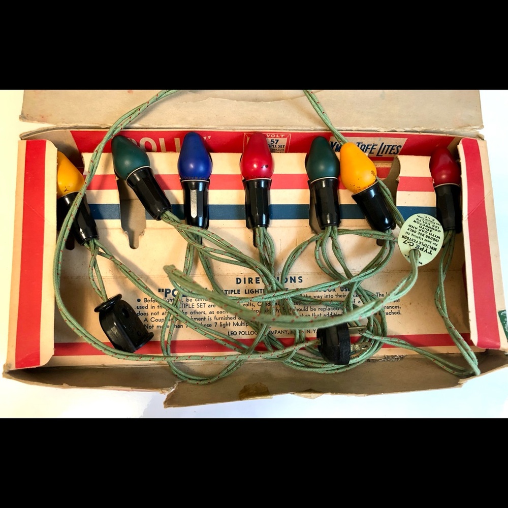 Vintage 60's Christmas Indoor 7 multi color working Lights In original B…